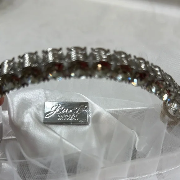 Jewel Badgley Mischka Jazzie Tulle Layered Ruffle Pouch Clutch - Picture 8 of 8